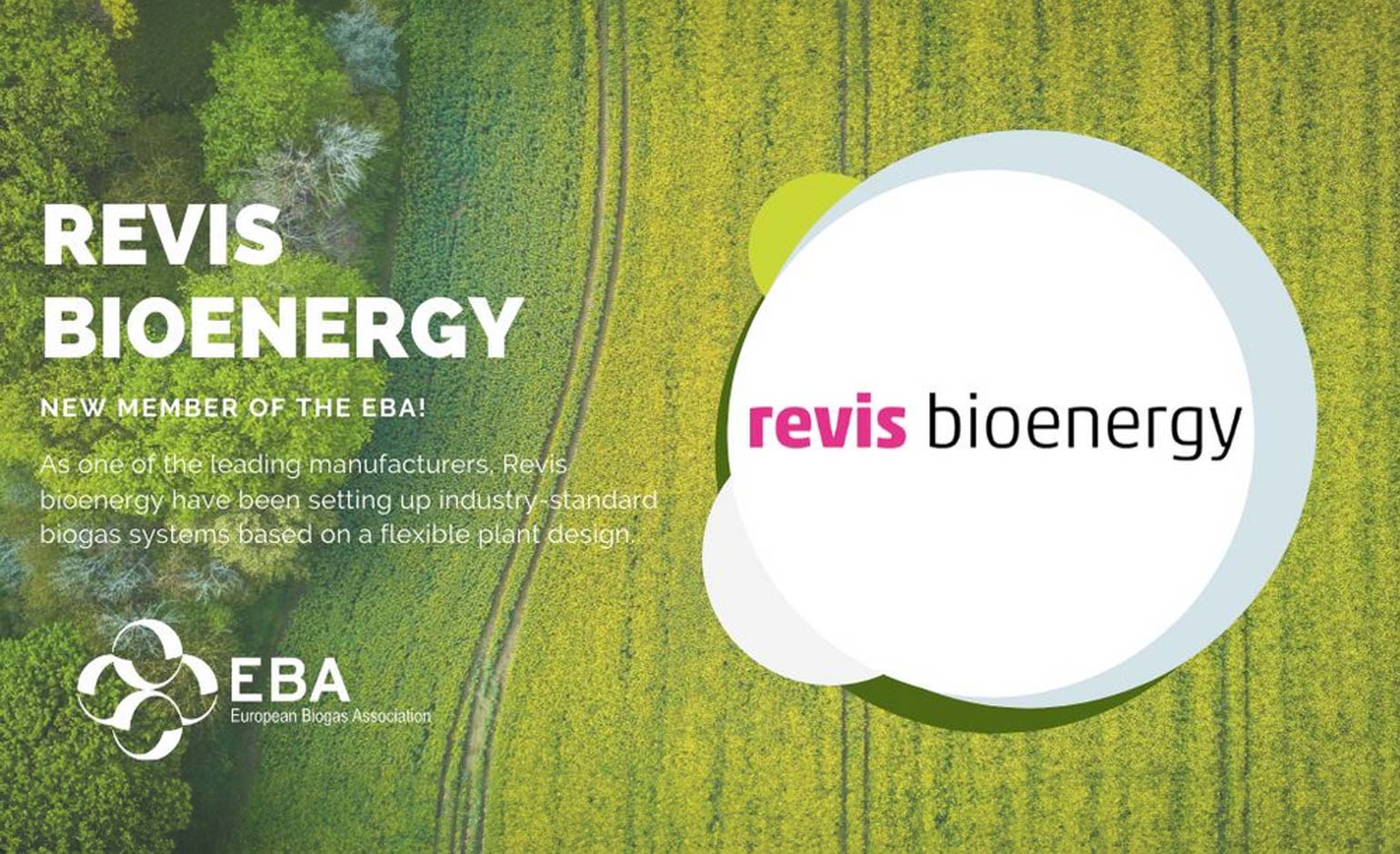 revis ist ab sofort Mitglied im europäischen Biogasverband Banner